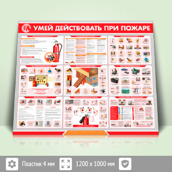 Стенд «Умей действовать при пожаре» (PB-25-ECONOMY2)