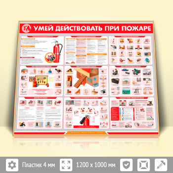 Стенд «Умей действовать при пожаре» (PB-25-GOLD)