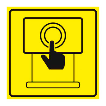 Тактильная пиктограмма «Сенсорный терминал», ДС52 (полистирол 3 мм, 150х150 мм)
